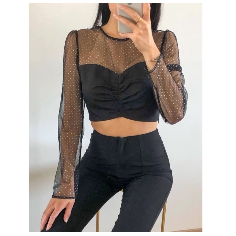 Sparkle mesh crop top